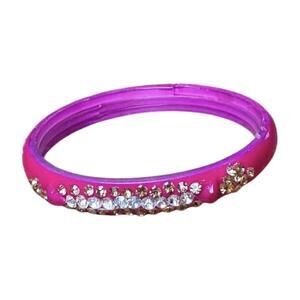 Pink Rhinestone Encrusted Bangle Bracelet